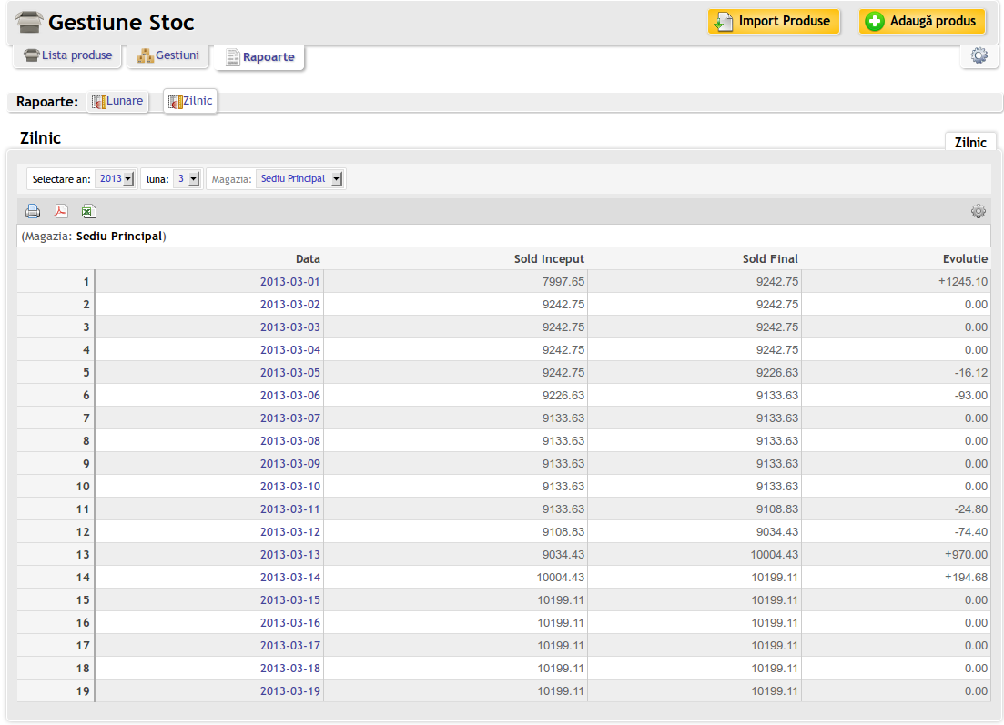 raport zilnic gestiune